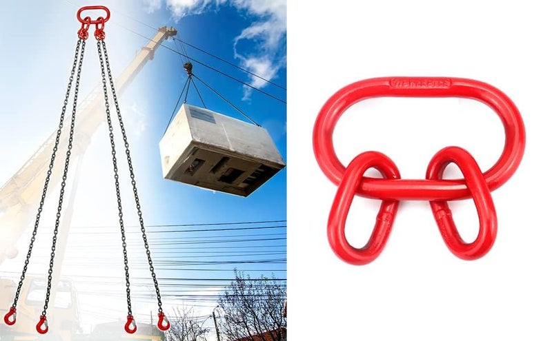 EGV Chain Sling Ring, Oblong Master Link Hoist Ring for Lifting Rigging,10361 lbs, Grade 80, Red（4.7T） - Image 5